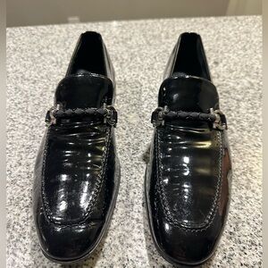 mens  Salvatore Ferragamo Black Patton Leather Loafer  Dress Shoe